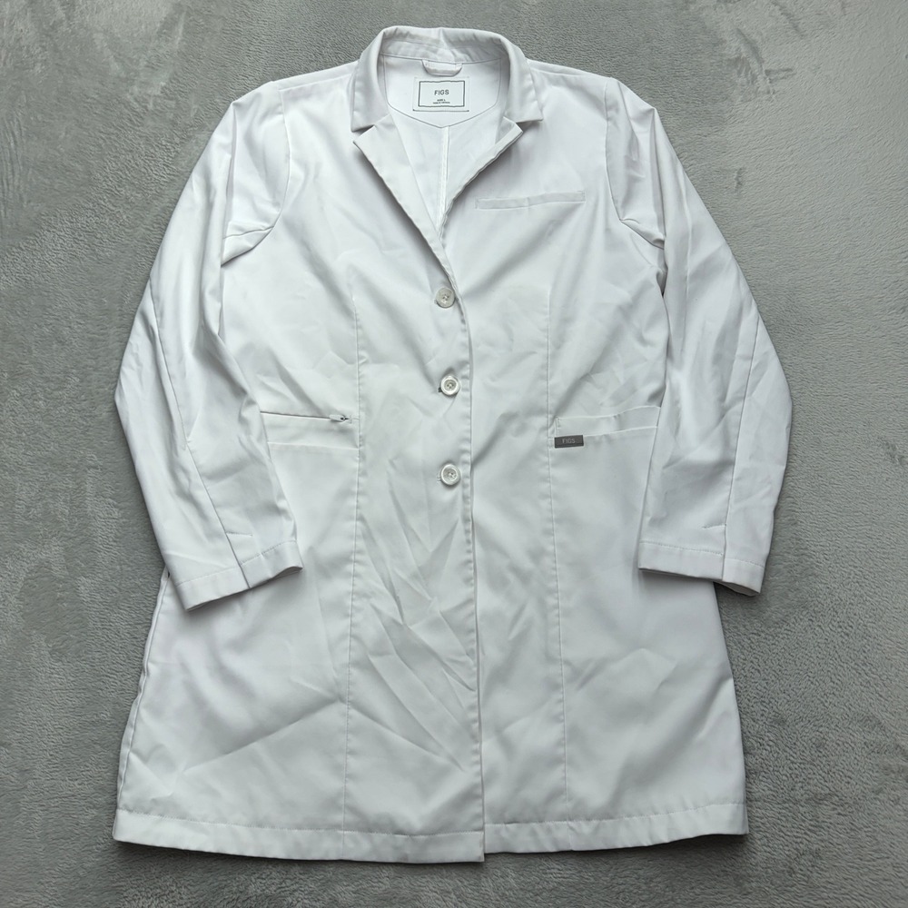 Figs Lab Coat Womens L White Professional Medical Workwear Scrub Jacket